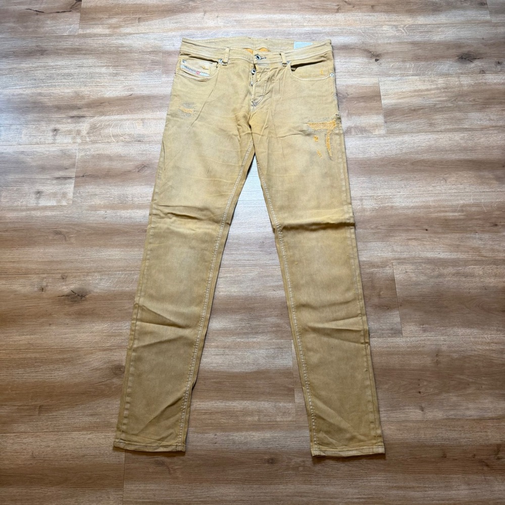 Diesel Sleenker Jeans Mens 32x32 Burnt Orange Slim Skinny Denim Distressed 0840K